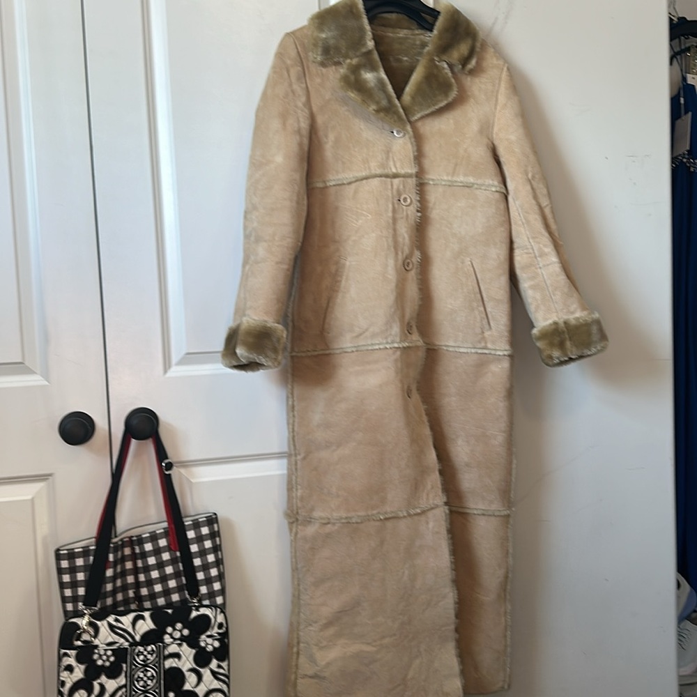 Leather Coat with Fur Trim from Brandon Thomas